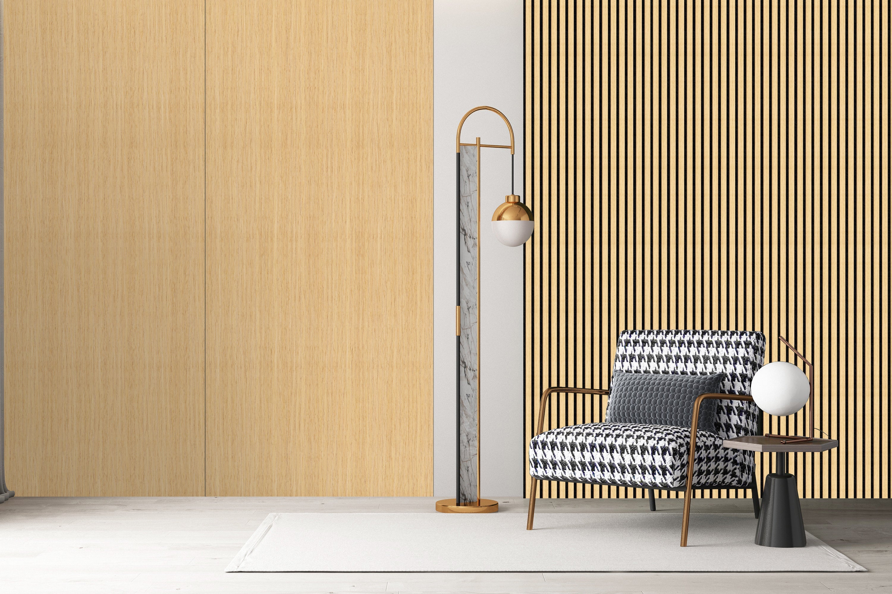 Decor paneel - 280 x 60 cm - Akoestische wandpanelen - Naturel eiken