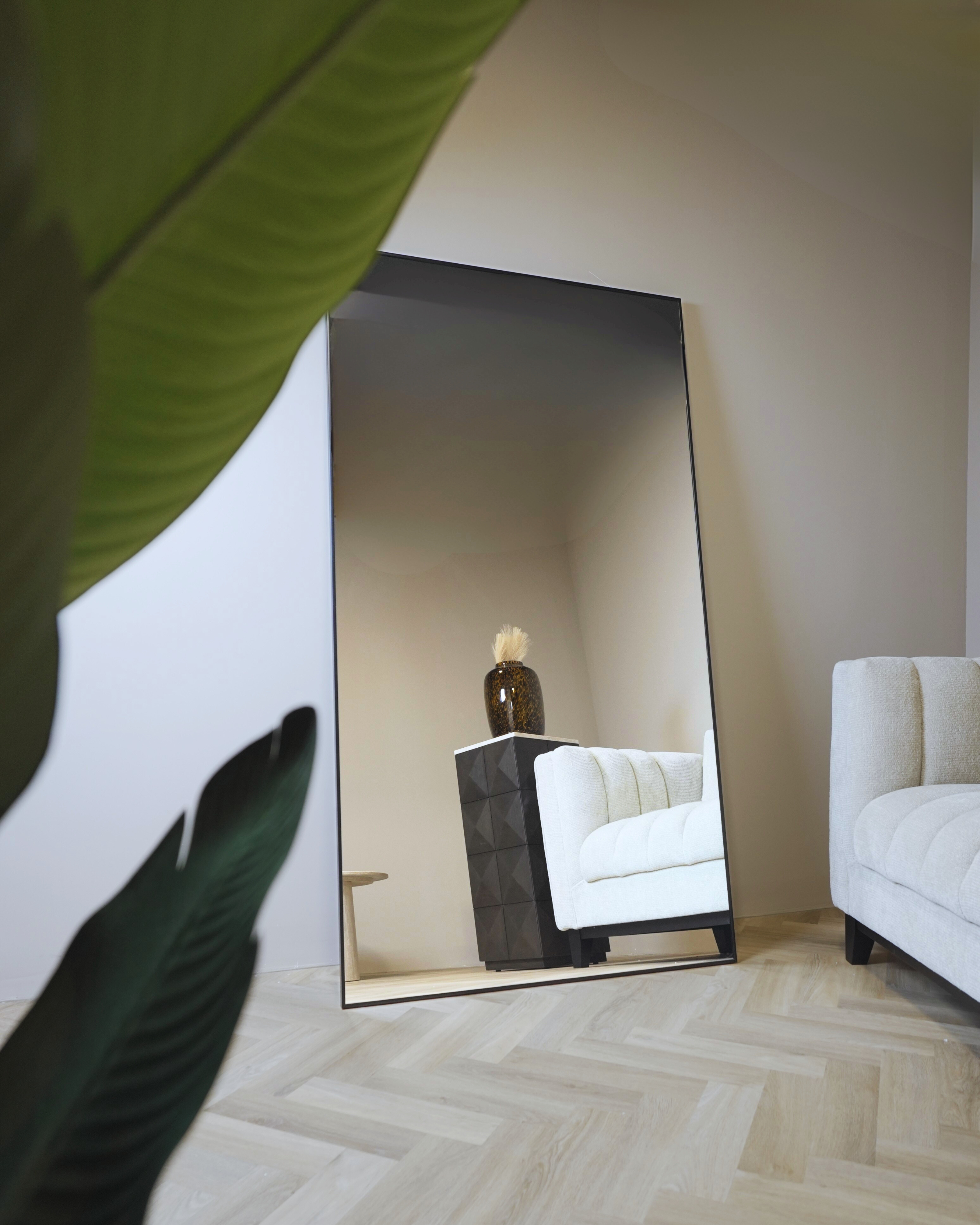 Luxe Rechthoekige Spiegel - 180x100cm - Staand & hangsysteem - Zwart