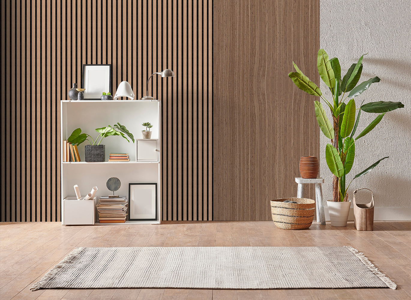 Decor paneel - 280 x 60 cm - Akoestische wandpanelen - Walnoot eiken