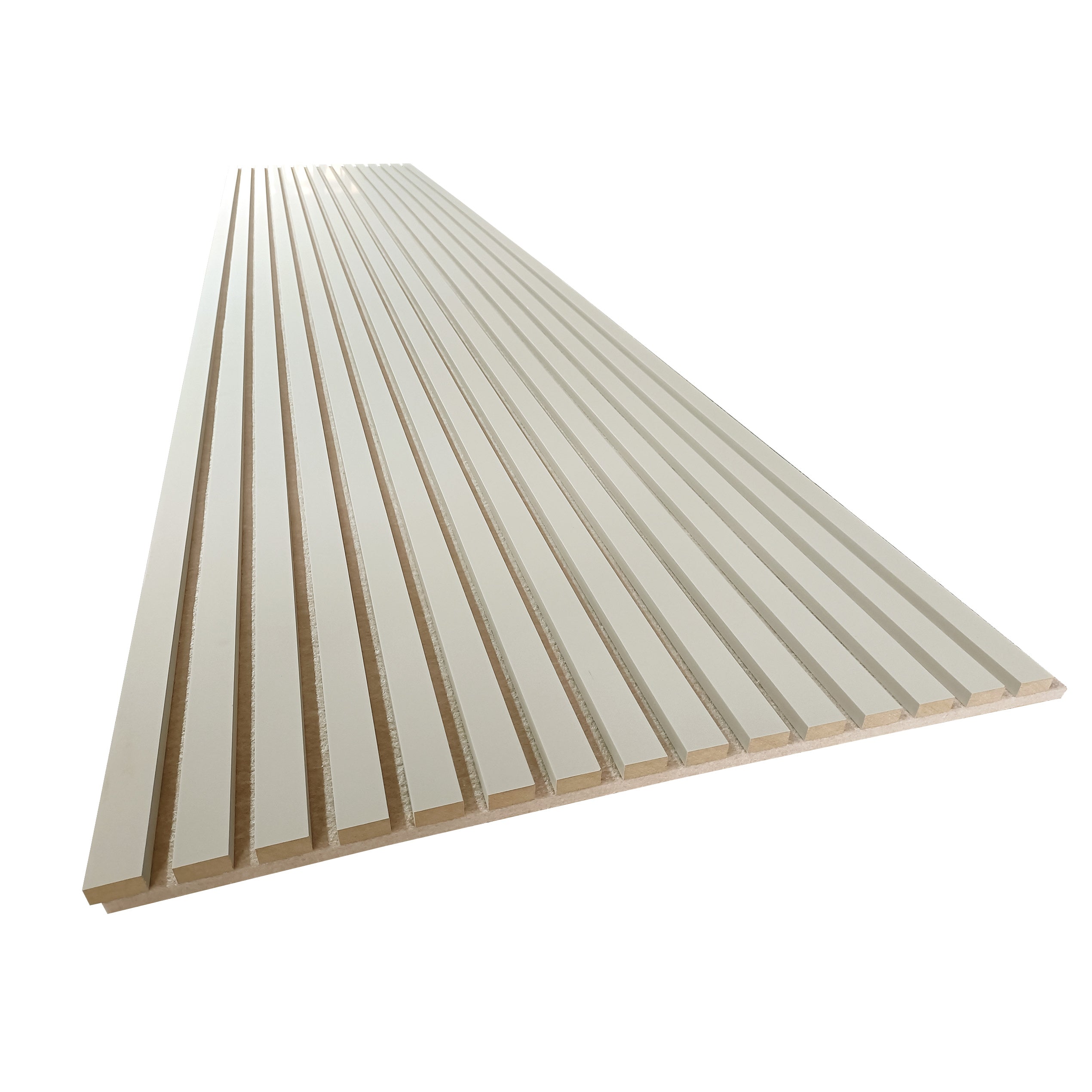 Nieuw! Akoestische wandpanelen - 280 x 60 x 2.2 cm - Beige mat op Beige vilt - Lattenwand - Akupanel - 3 zijdig