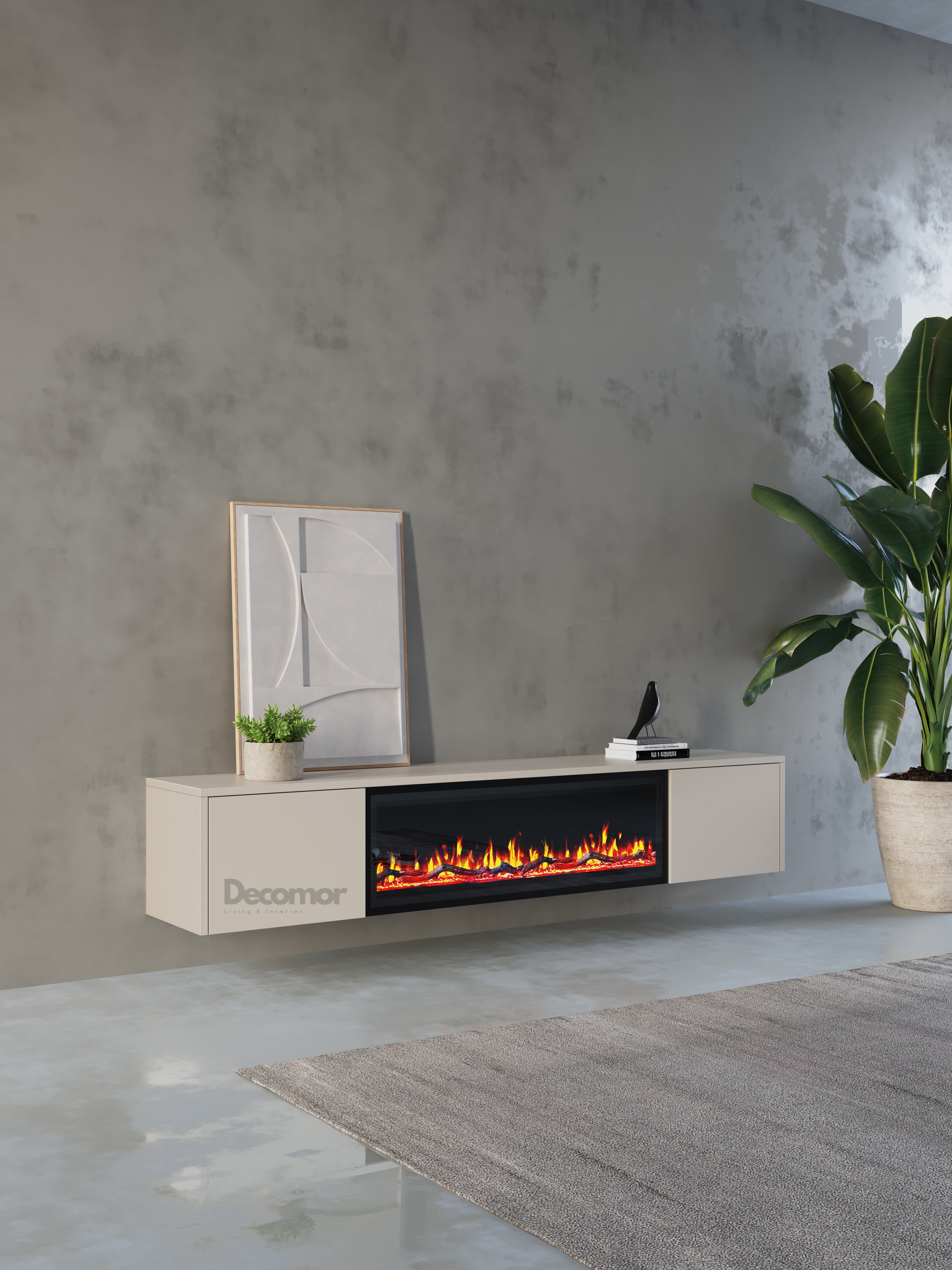 Chic TV Meubel met elektrische Sfeerhaard – 240cm – Japandi Beige