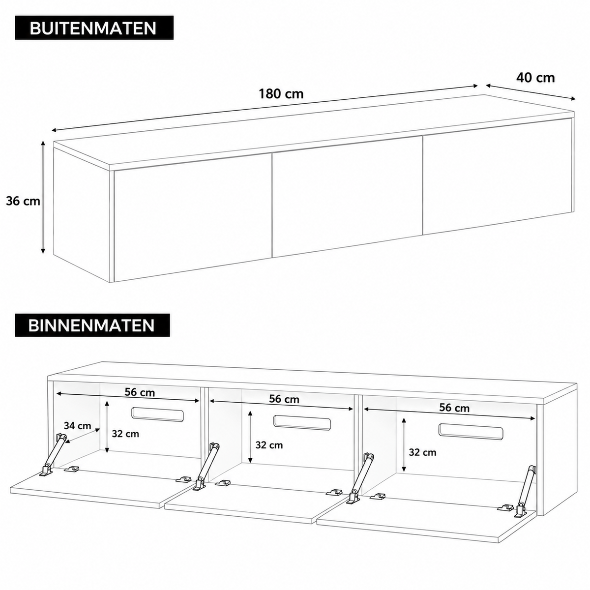 Chic TV Meubel 180cm – Pure White – Wit