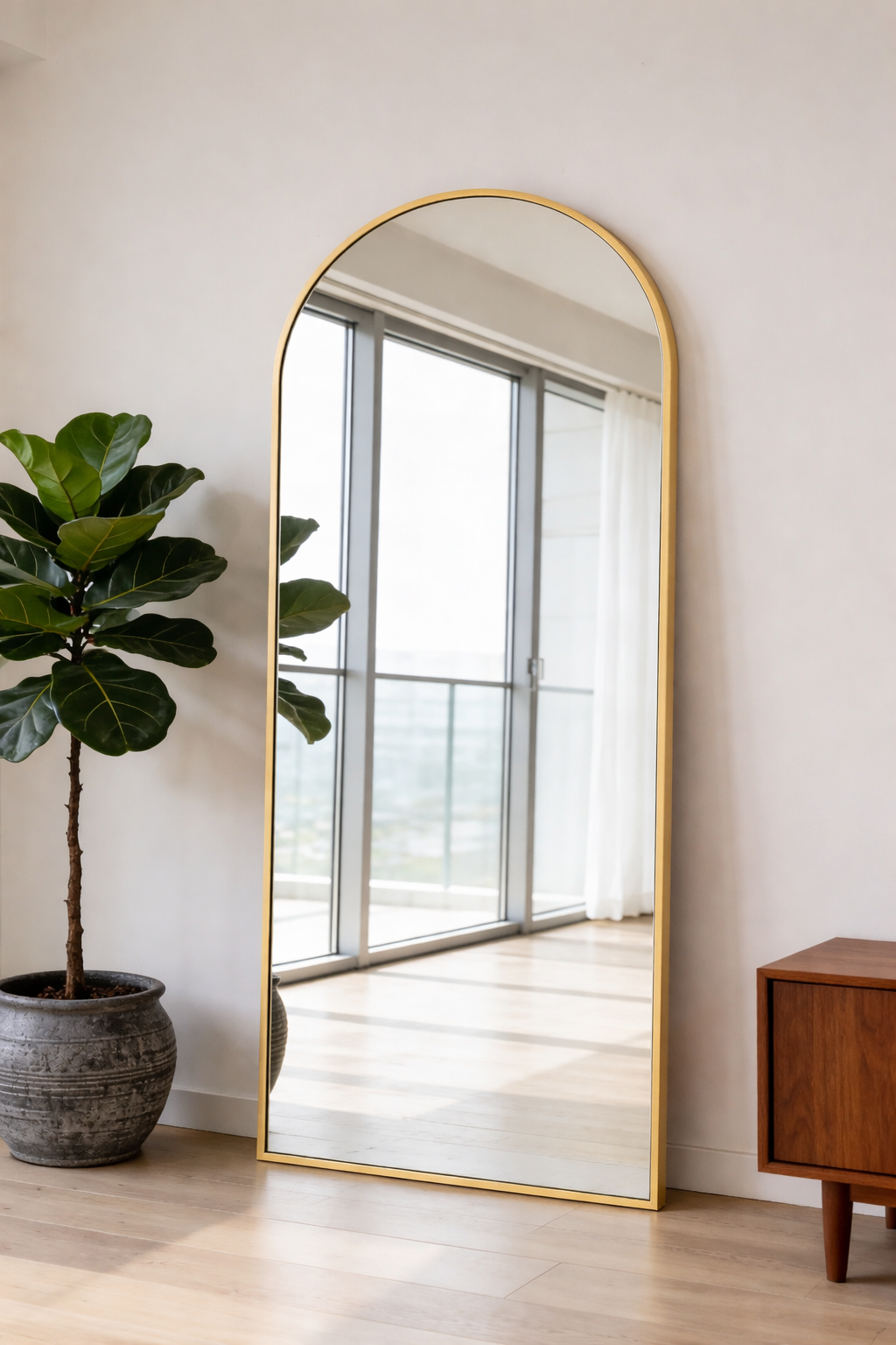 Boogspiegel - 180x70cm - Staand & hangsysteem - Goud