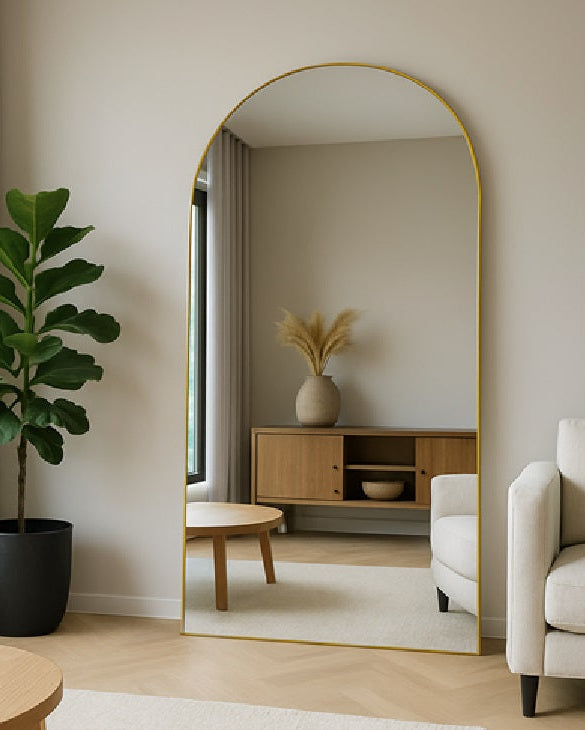 Boogspiegel - 180x100cm - Staand & hangsysteem - Goud