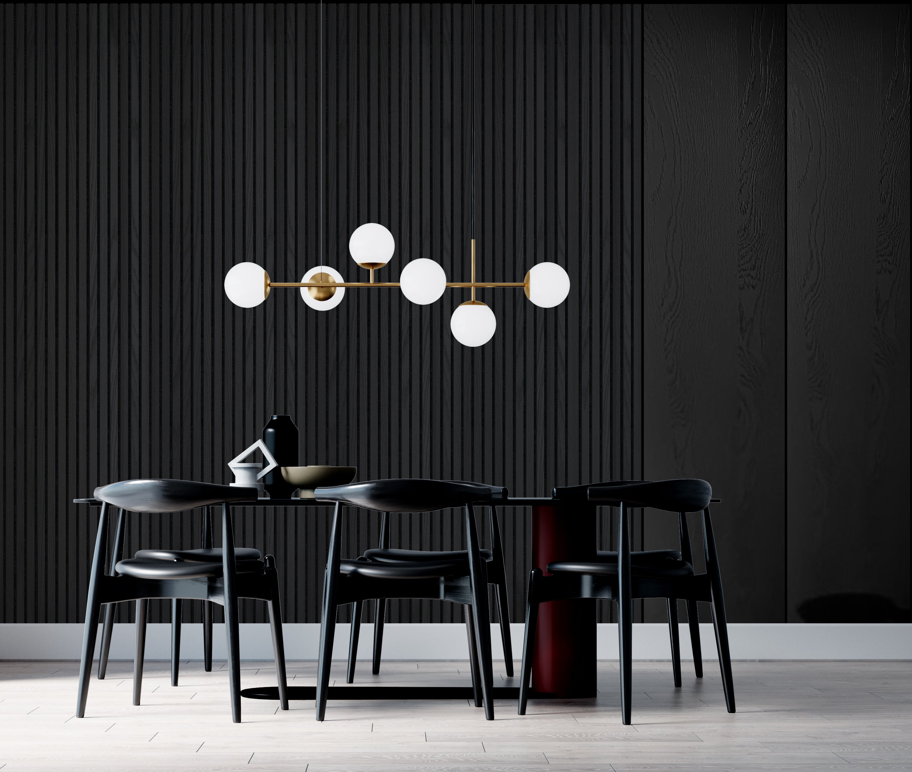 Decor paneel - 280 x 60 cm - Akoestische wandpanelen - Zwart eiken