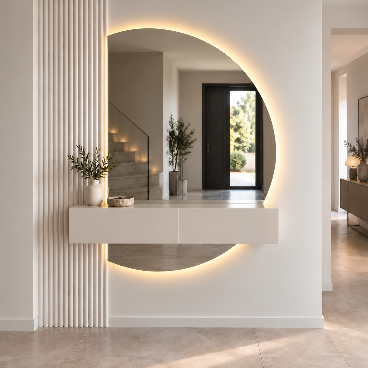 Halve Maan Spiegel Lys – LED Verlichting - tweedelig - 180 x 100cm - Ronding Rechts