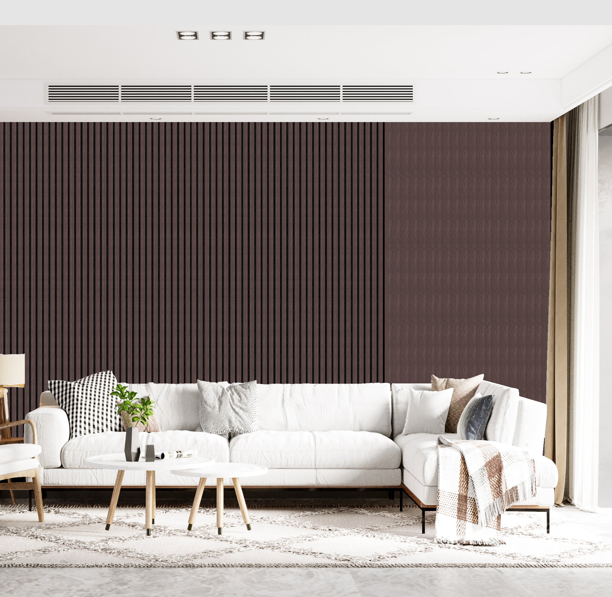 Decor paneel - 280 x 60 cm - Akoestische wandpanelen - Gerookt eiken