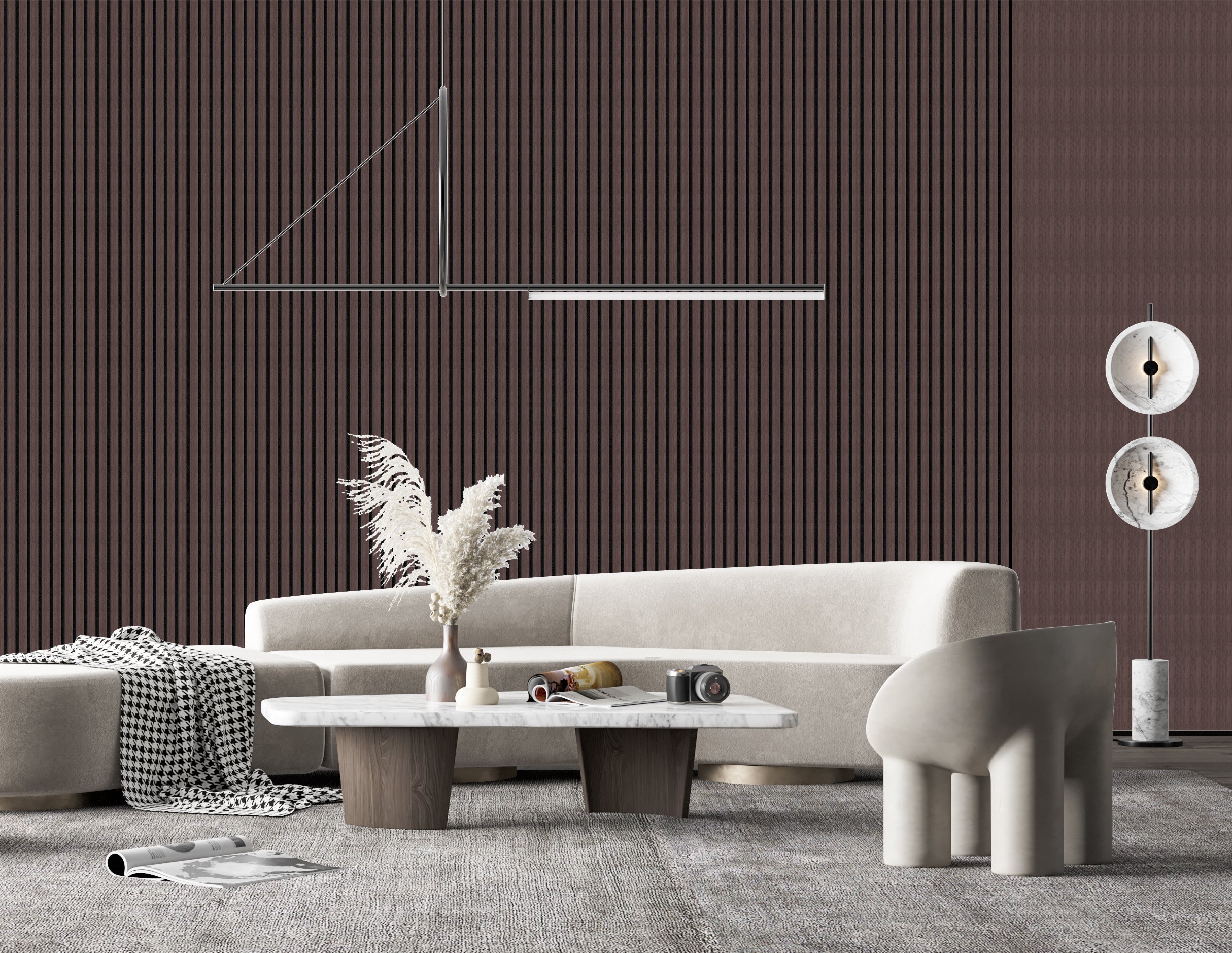 Decor paneel - 280 x 60 cm - Akoestische wandpanelen - Gerookt eiken