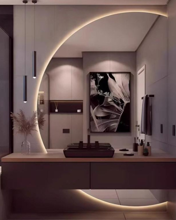 Halve Maan Spiegel – LED Verlichting - tweedelig - 160 x 100cm - Ronding Links