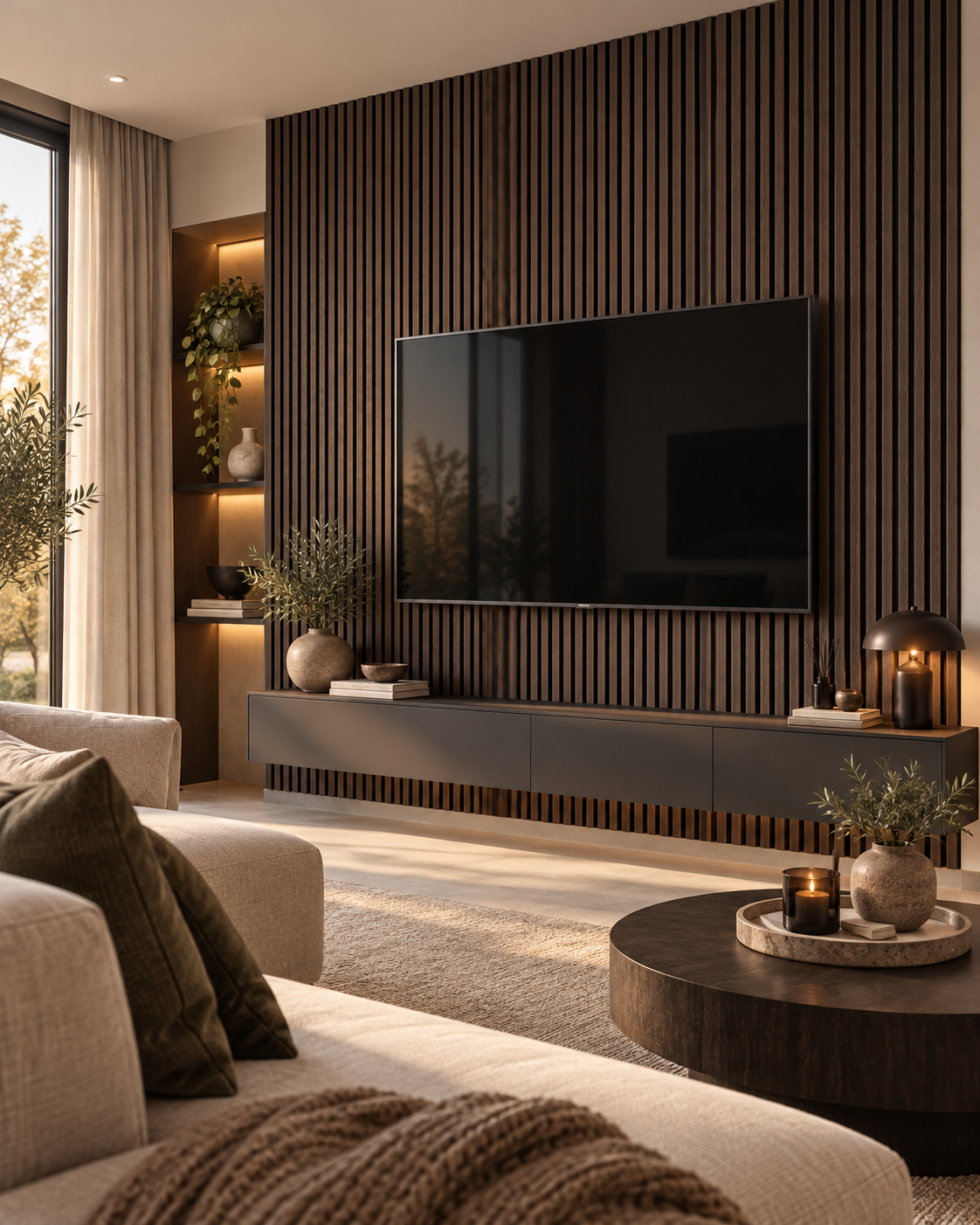 Akoestische wandpanelen - 280 x 60 x 2.2 cm - Gerookt Eiken - Lattenwand - Akupanel