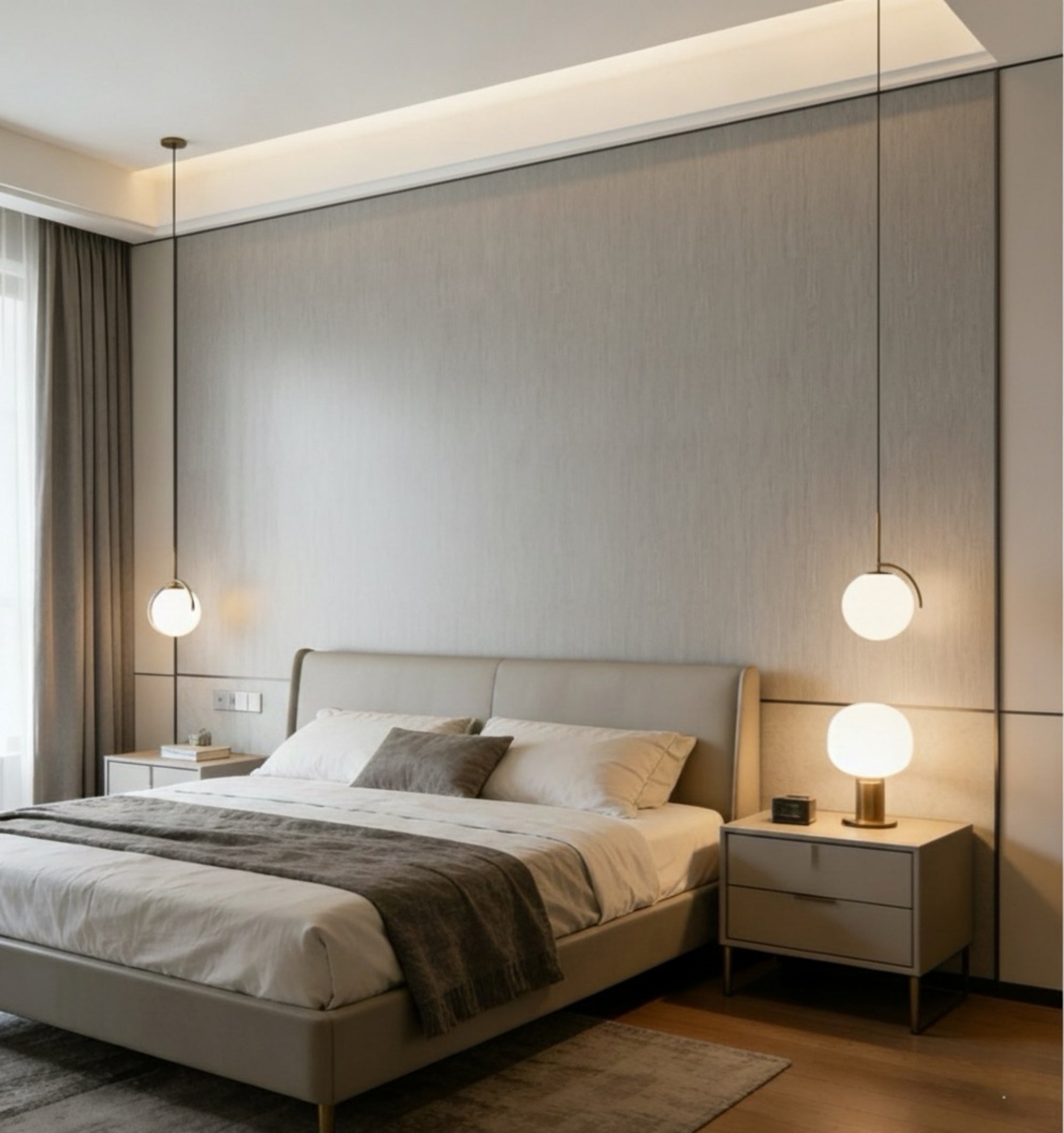 Linnen Japandi Wandpaneel - Natuurlijke Textuur - 280 x 122cm - Beige