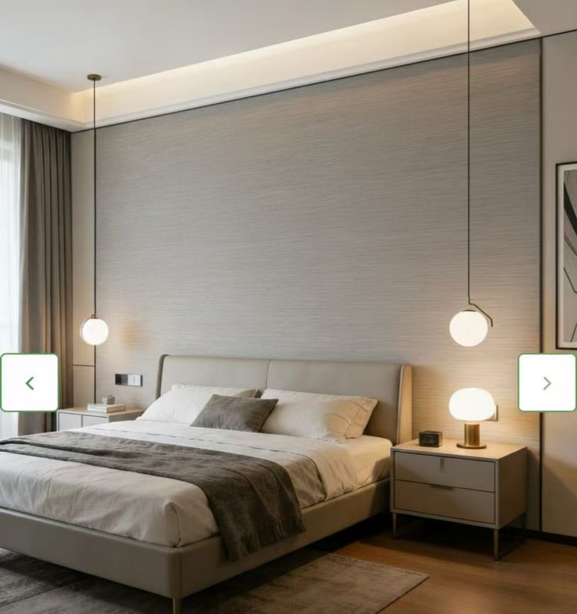 Linnen Japandi Wandpaneel - Natuurlijke Textuur - 280 x 122cm - Taupe