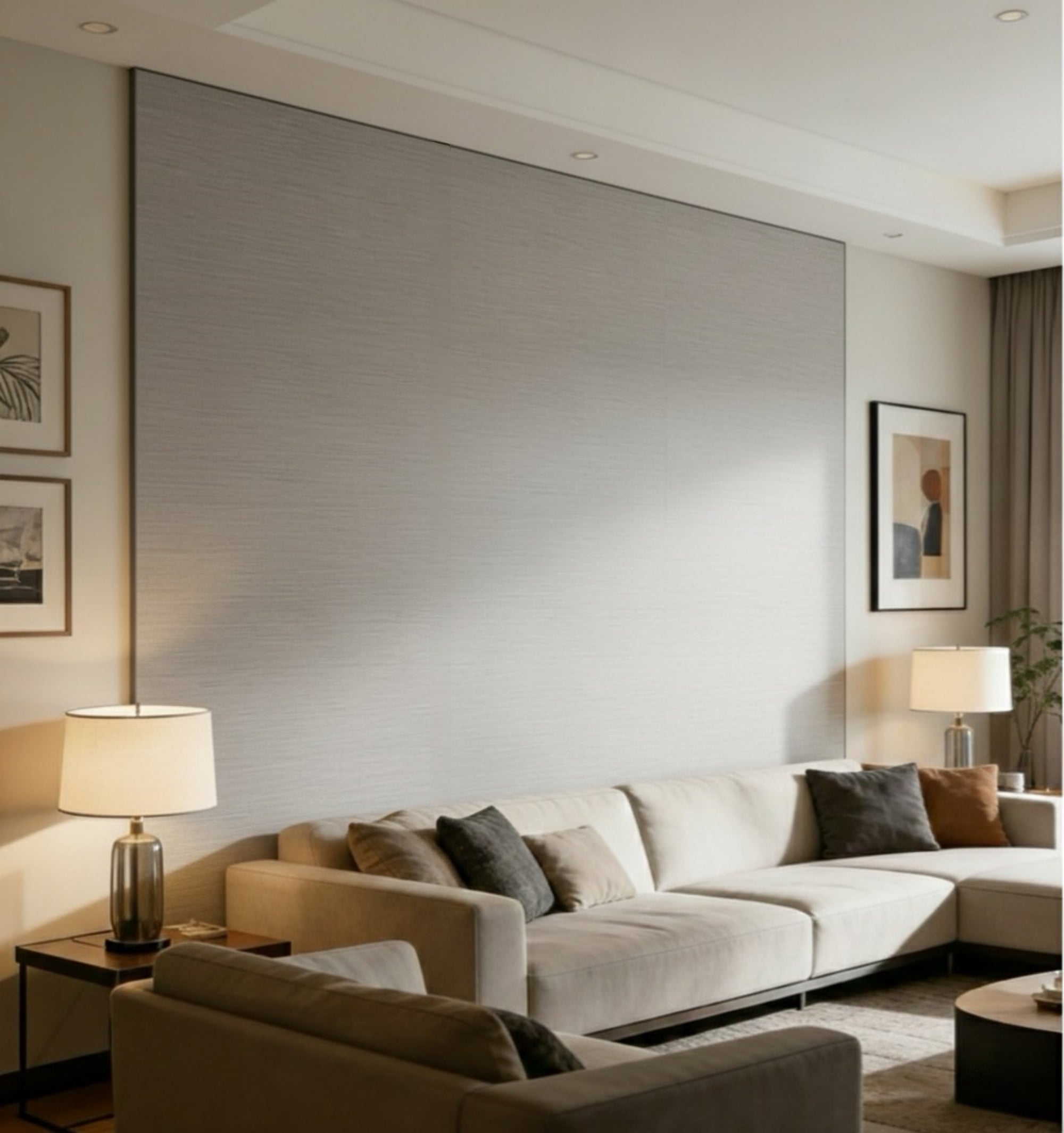 Linnen Japandi Wandpaneel - Natuurlijke Textuur - 280 x 122cm - Taupe