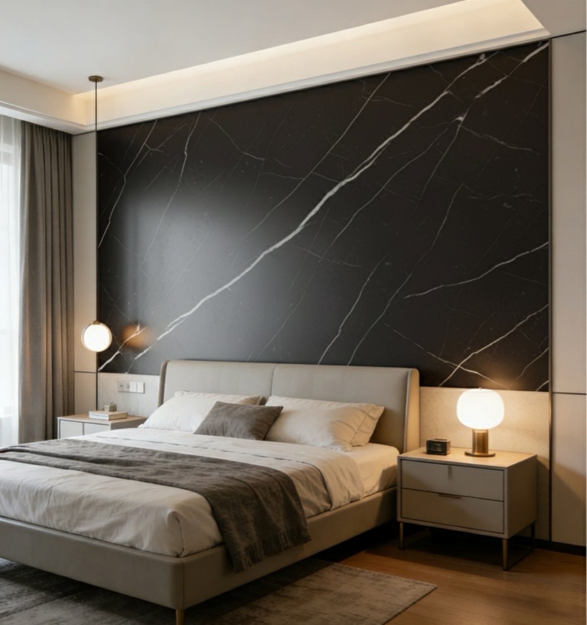 Marmeren wandpaneel plaat - Marmo Nero - 280 x 122 x 0.5cm