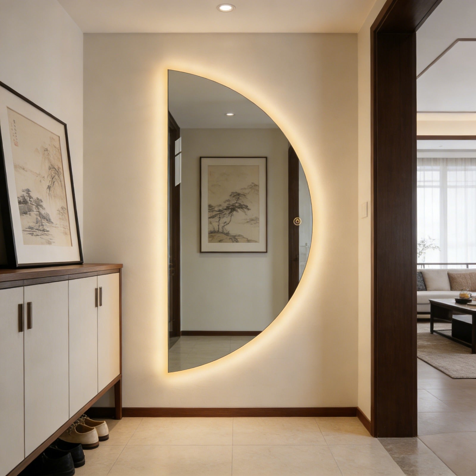 Halve Maan Spiegel Lys - Eendelig - LED Verlichting - 180 x 100cm - Ronding Links + Rechts