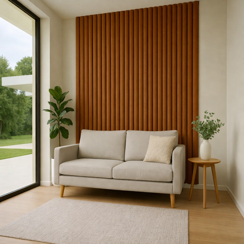 Akoestische panelen 280 x 60cm - Suede - Cognac
