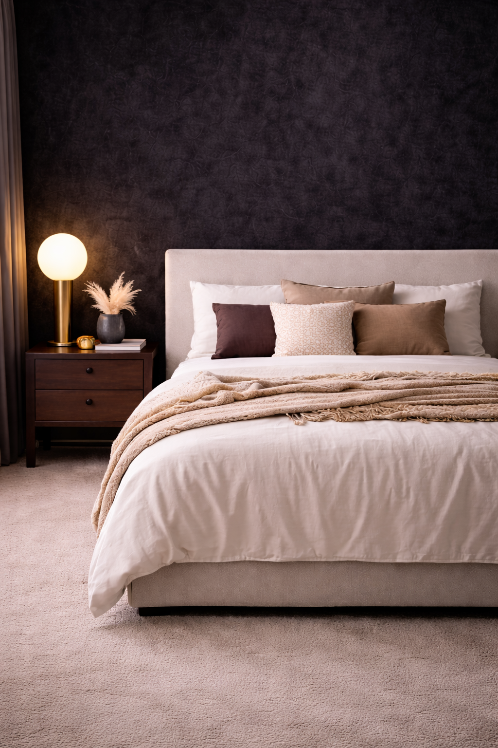 Suede Wandpaneel - Natuurlijke Textuur - 280 x 122cm - Zwart