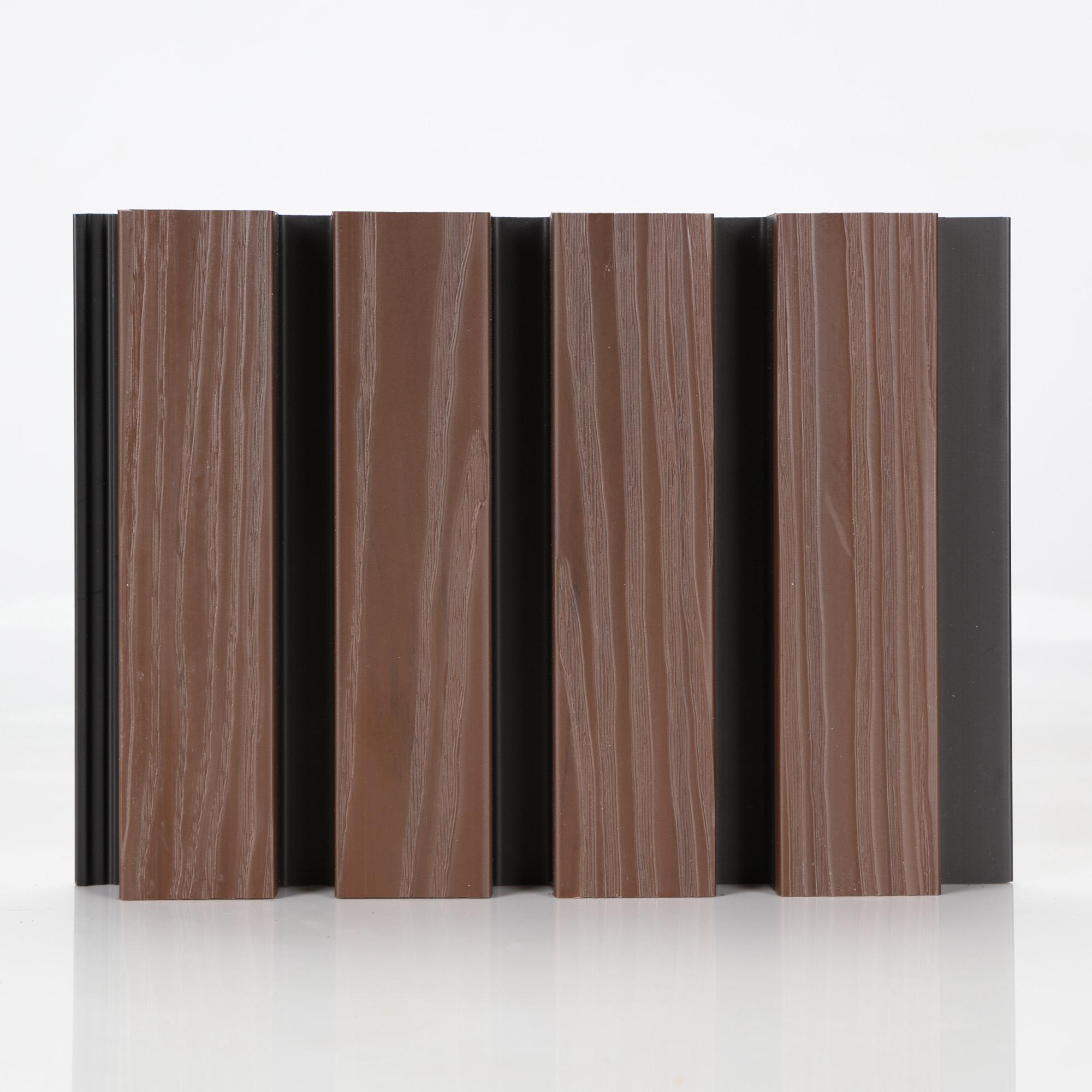 Composiet Gevelbekleding - Lattenwand Wandpanelen - 3D nerf - 290 x 22 cm - Walnoot eiken