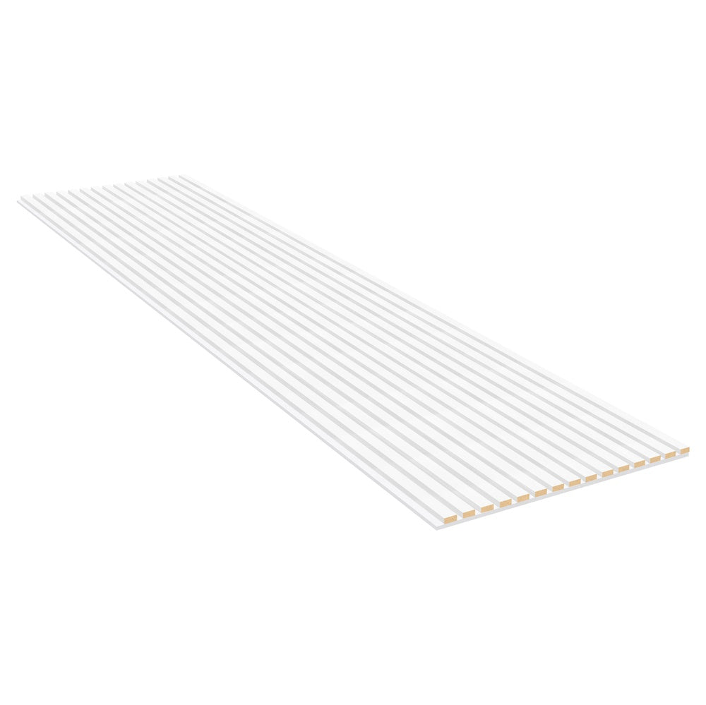 Akoestische wandpanelen - 280 x 60 x 2.2 cm - Wit Eiken met wit vilt - Lattenwand - Akupanel - 3 zijdig houtfineer