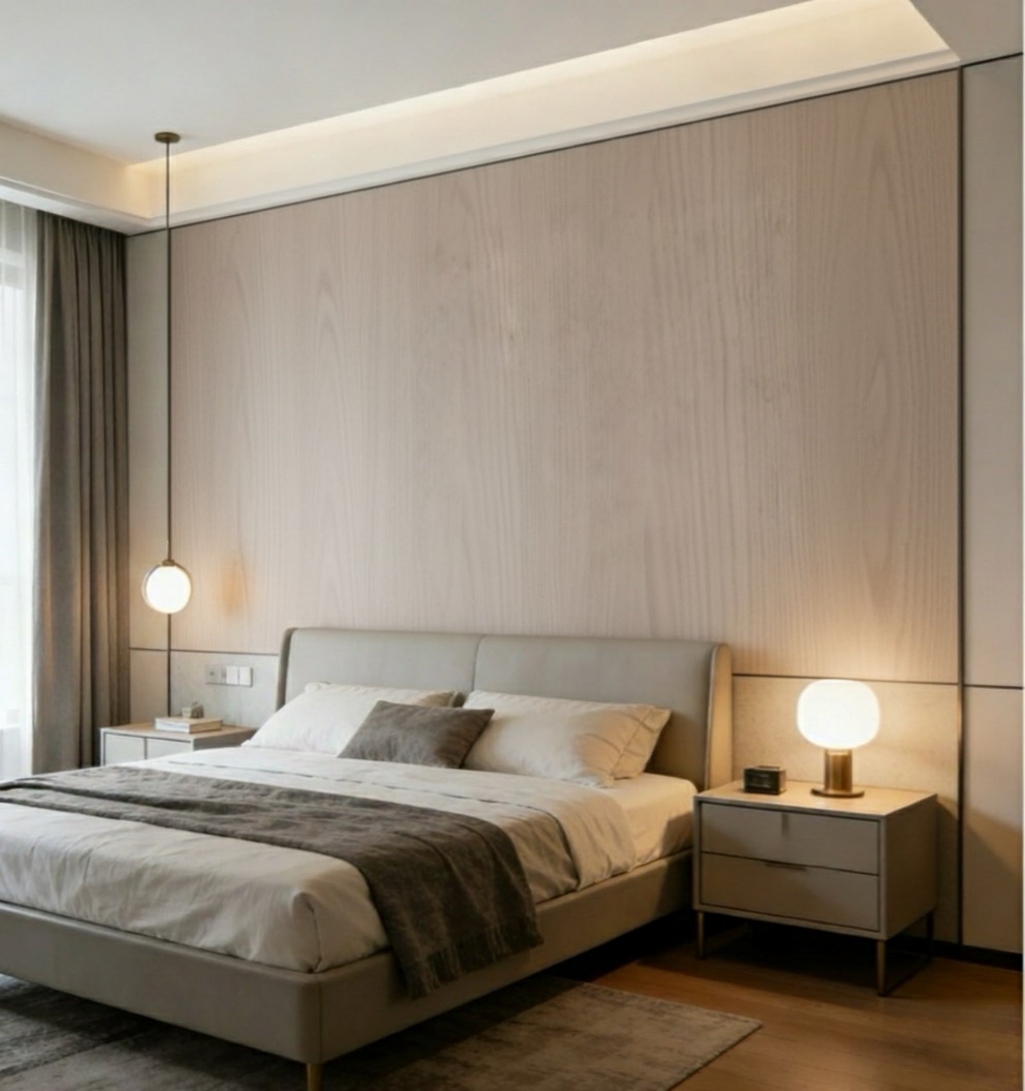 Houten Wandpaneel - Wood serie - 280 x 122cm - Light Grey