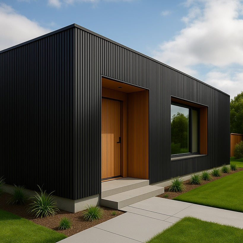 Composiet Gevelbekleding - Lattenwand Wandpanelen - 3D nerf - 290 x 22 cm - Zwart eiken