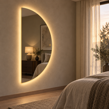 Halve Maan Spiegel Lys - Eendelig - LED Verlichting - 180 x 100cm - Ronding Links + Rechts