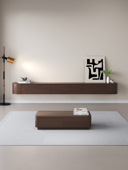 Chic Curve Ronde TV Meubel 272cm - Zwevend – Walnoot eiken