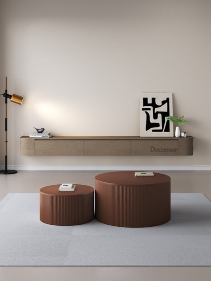 Chic Curve Ronde TV Meubel 240cm - Zwevend – Walnoot eiken