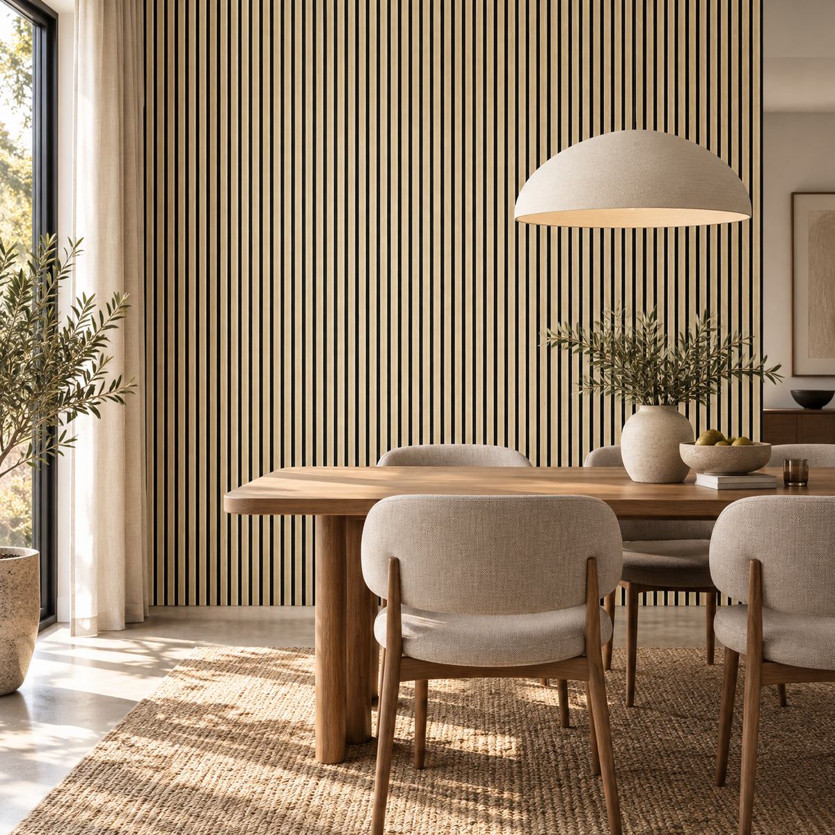 Akoestische wandpanelen - 280 x 60 x 2.2 cm - Rustiek Naturel Eiken - Lattenwand - Akupanel - 3 zijdig houtfineer
