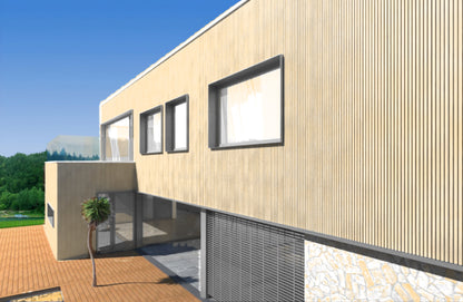 Composiet Gevelbekleding - Lattenwand Wandpanelen - 3D nerf - 290 x 22 cm - Japandi Beige