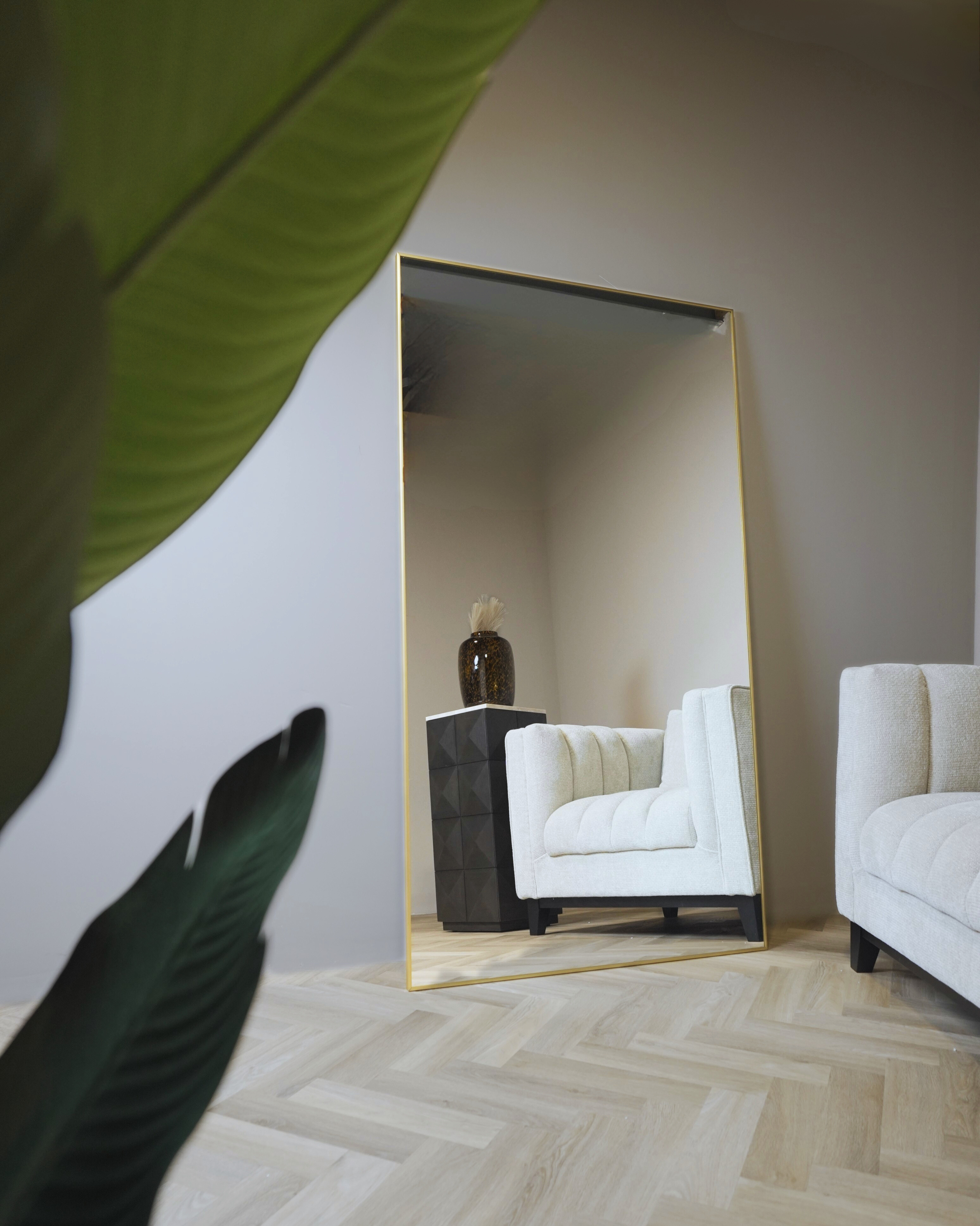 Luxe Rechthoek Lys Spiegel - 180x100cm - Staand & hangsysteem - Goud/Brons