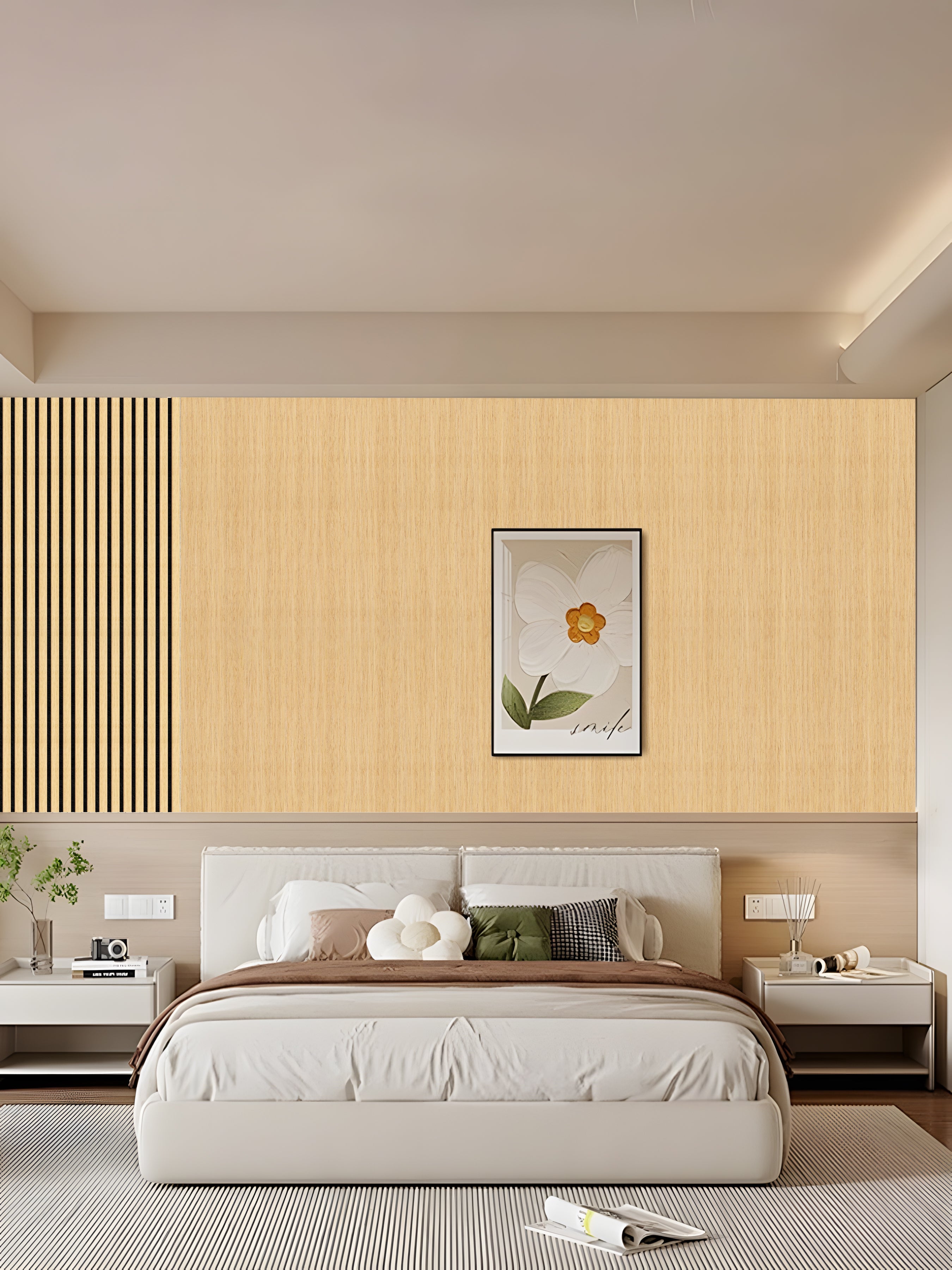 Decor paneel - 280 x 60 cm - Akoestische wandpanelen - Naturel eiken