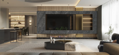 Marmeren wandpaneel plaat - Marmo Dark Grey Stone - 280 x 122 x 0.5cm