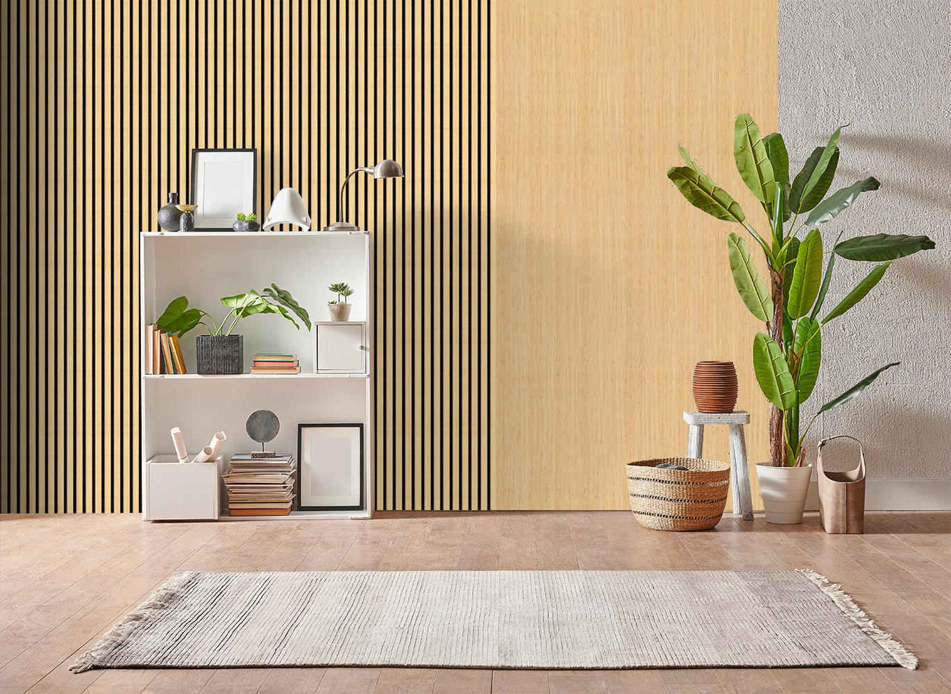 Decor paneel - 280 x 60 cm - Akoestische wandpanelen - Naturel eiken