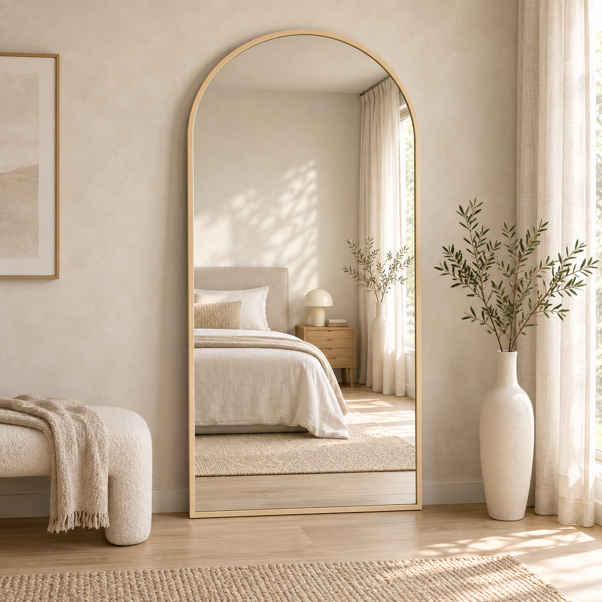 Boogspiegel Lys - 180x100cm - Staand & hangsysteem - Japandi Beige