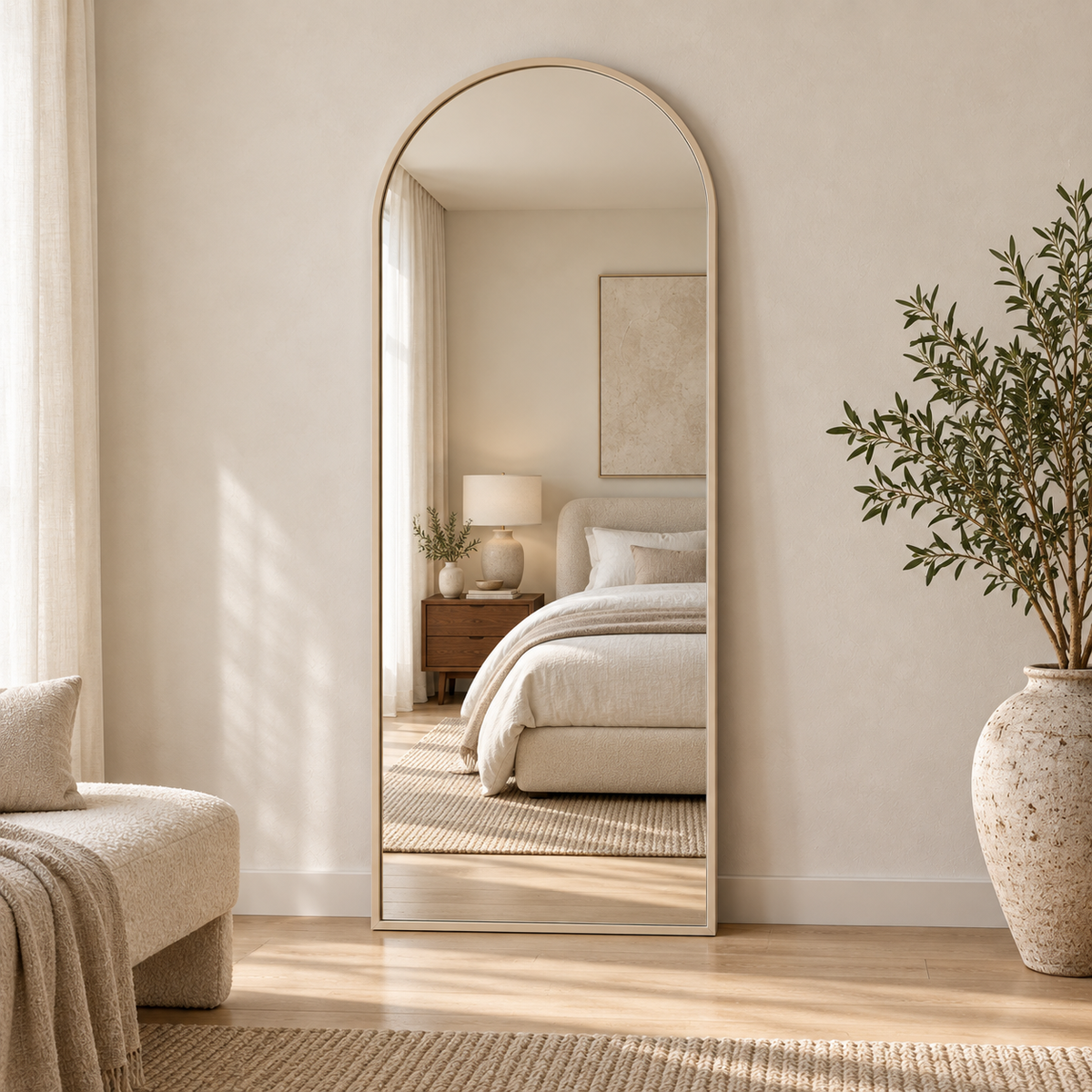 Boogspiegel Lys - 180x70cm - Staand & hangsysteem - Japandi Beige