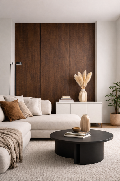 Decor paneel - 280 x 60 cm - Akoestische wandpanelen - Gerookt eiken