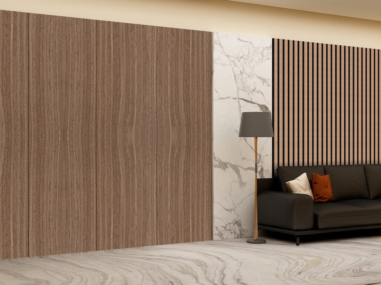 Decor paneel - 280 x 60 cm - Akoestische wandpanelen - Walnoot eiken