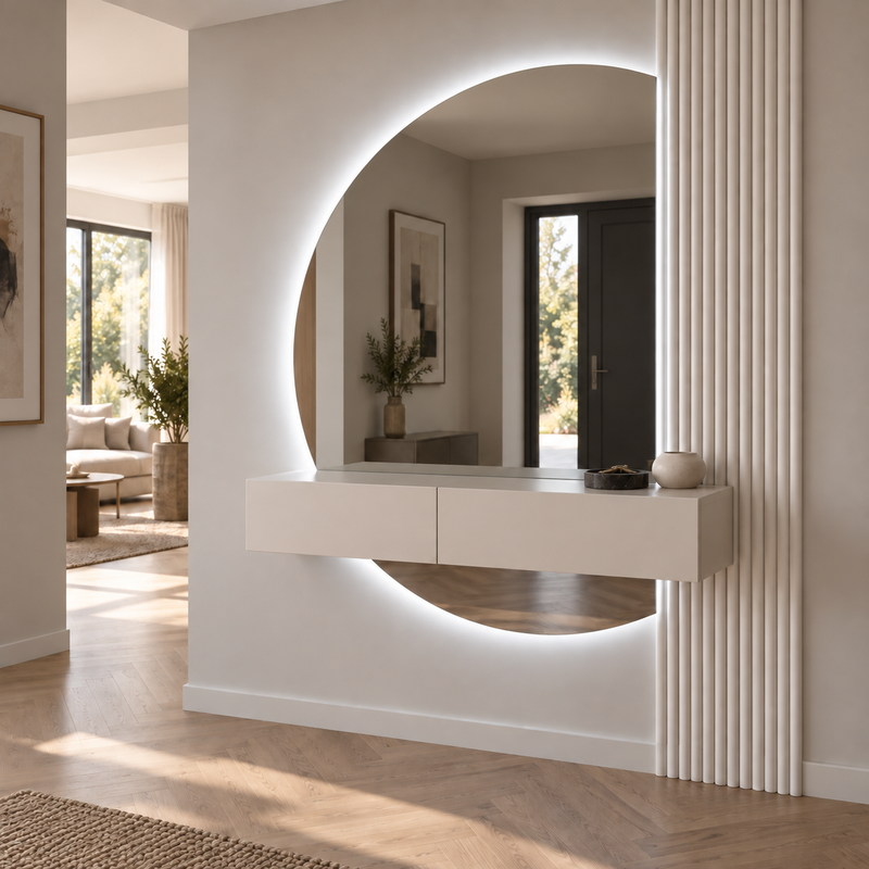 Halve Maan Spiegel Lys – LED Verlichting - tweedelig - 180 x 100cm - Ronding Links