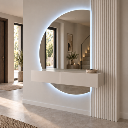 Halve Maan Spiegel Lys – LED Verlichting - tweedelig - 140 x 80cm - Ronding Links