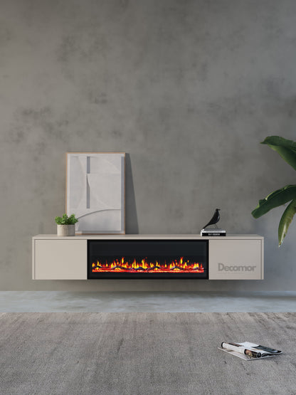 Chic TV Meubel met elektrische Sfeerhaard – 280cm – Japandi Beige