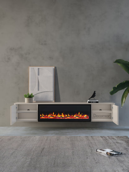 Chic TV Meubel met elektrische Sfeerhaard – 240cm – Japandi Beige