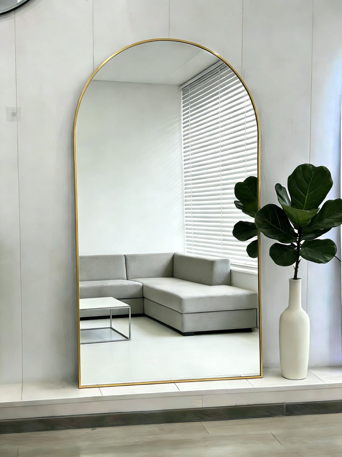 Boogspiegel - 180x100cm - Staand & hangsysteem - Goud