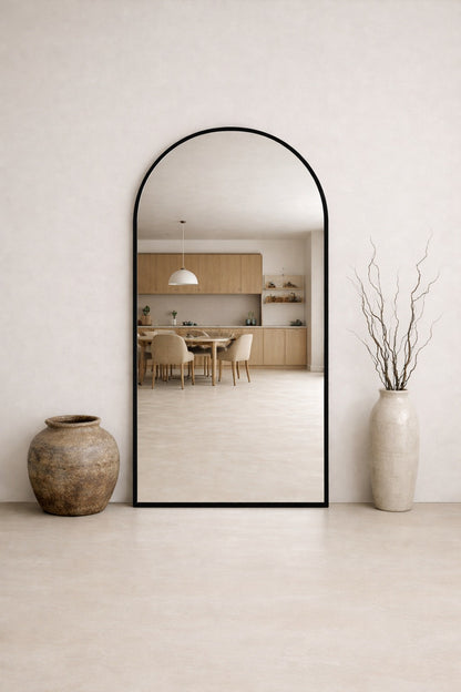 Boogspiegel Lys - 180x100cm - Staand & hangsysteem - Zwart