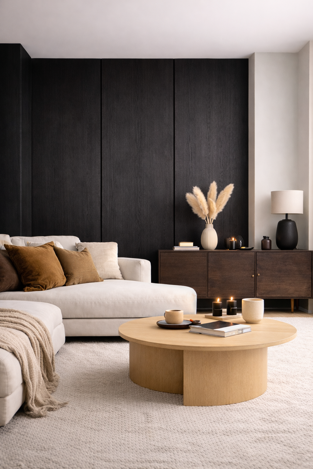 Decor paneel - 280 x 60 cm - Akoestische wandpanelen - Zwart eiken