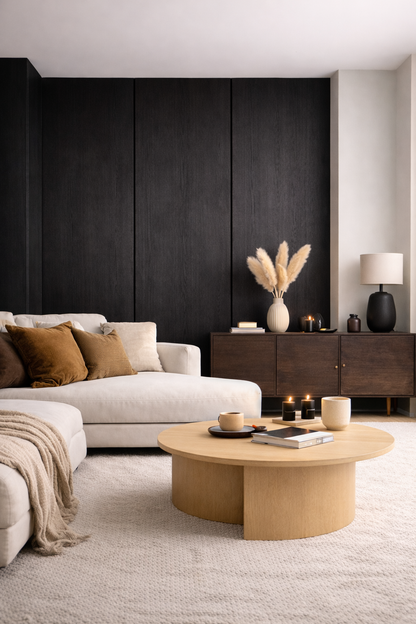 Decor paneel - 280 x 60 cm - Akoestische wandpanelen - Zwart eiken