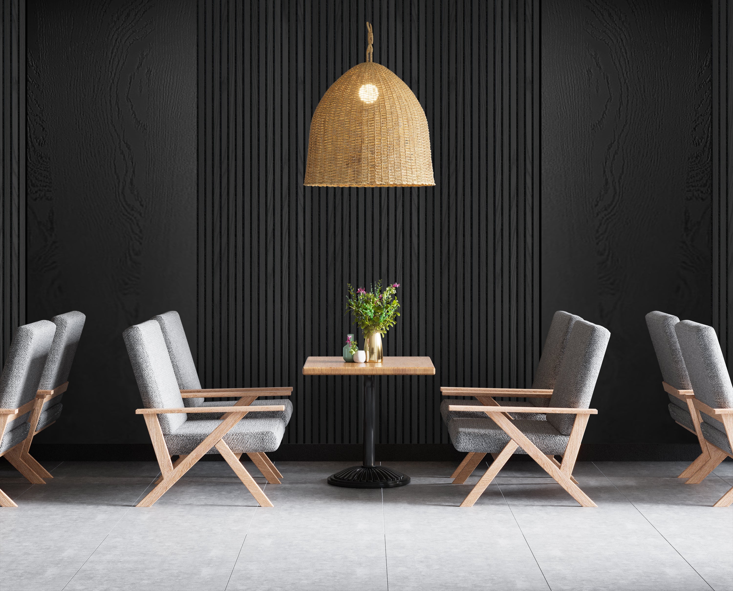 Decor paneel - 280 x 60 cm - Akoestische wandpanelen - Zwart eiken