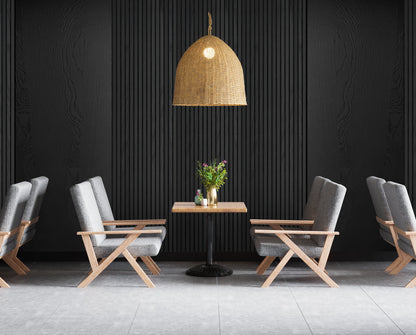 Decor paneel - 280 x 60 cm - Akoestische wandpanelen - Zwart eiken