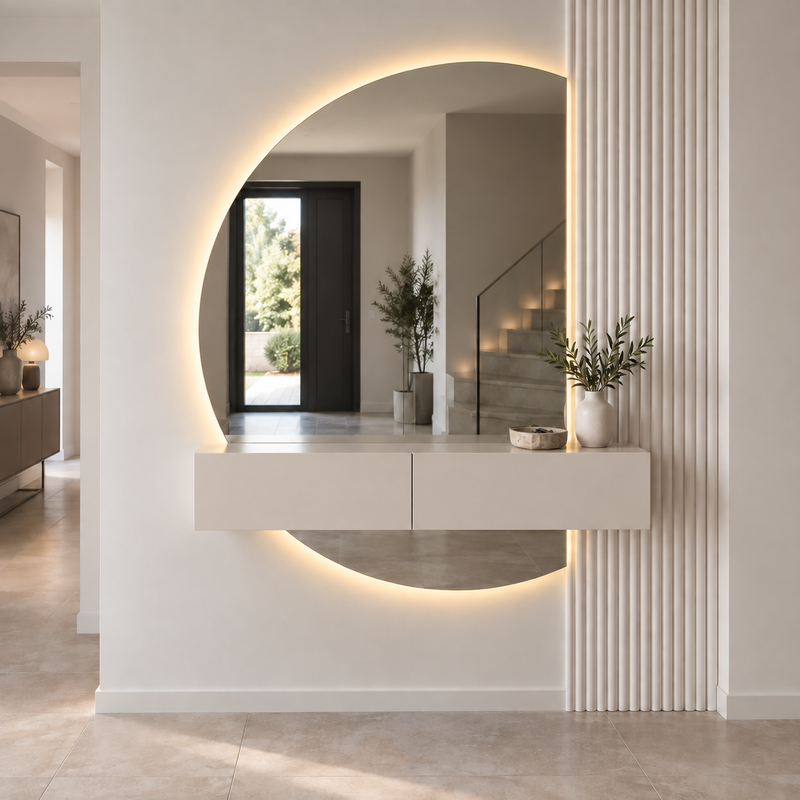 Halve Maan Spiegel Lys – LED Verlichting - tweedelig - 180 x 100cm - Ronding Links
