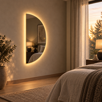 Halve Maan Spiegel Lys - Eendelig - LED Verlichting - 140 x 80cm - Ronding Links + Rechts